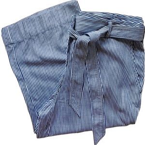 2/$30 Lyocell Land's End hi rise wide leg belt crop blue white stripe pants 16P